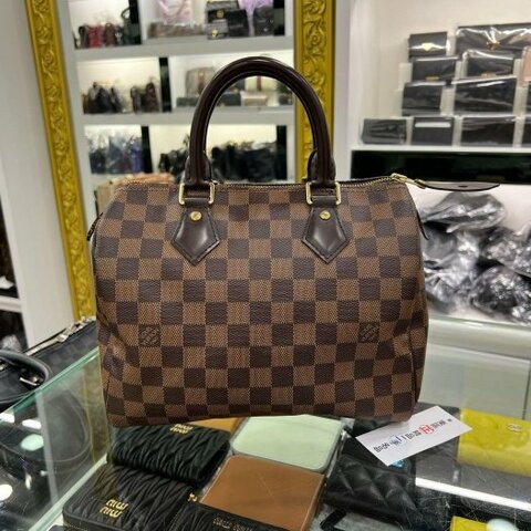 東區正精品㊣LV Speedy 25cm 咖格棋盤格波士頓包手提包 RZ6335