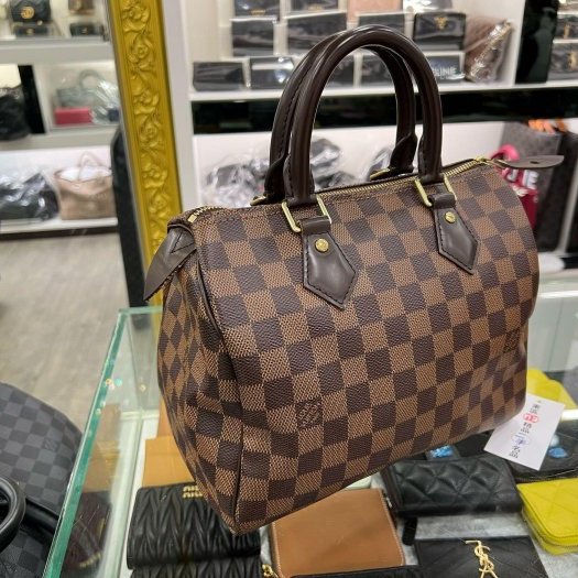 東區正精品㊣LV Speedy 25cm 咖格棋盤格波士頓包手提包 RZ6335-1