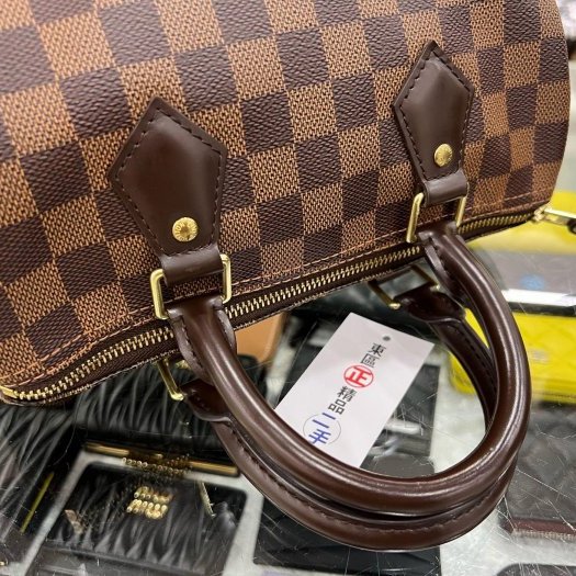 東區正精品㊣LV Speedy 25cm 咖格棋盤格波士頓包手提包 RZ6335-5