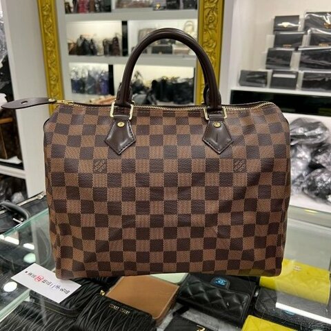 東區正精品㊣LV Speedy 30cm 咖格棋盤格波士頓包手提包 RZ6336