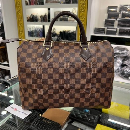 東區正精品㊣LV Speedy 30cm 咖格棋盤格波士頓包手提包 RZ6336-0