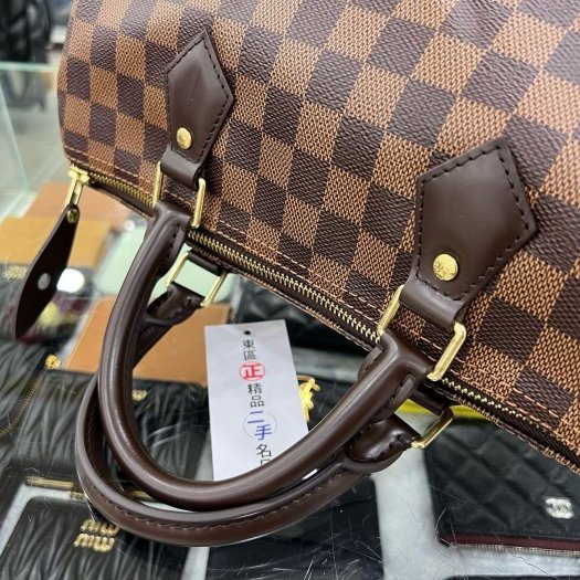 東區正精品㊣LV Speedy 30cm 咖格棋盤格波士頓包手提包 RZ6336-2