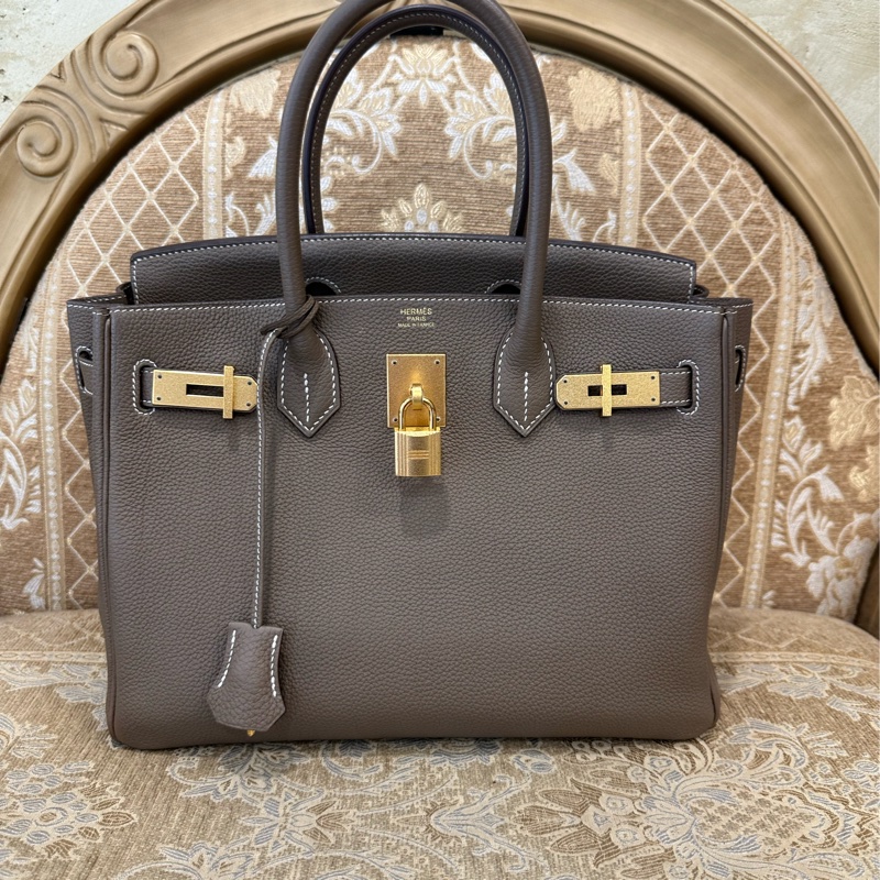 Hermes 18大象灰Togo皮金釦Birkin30 H027633CC18-0