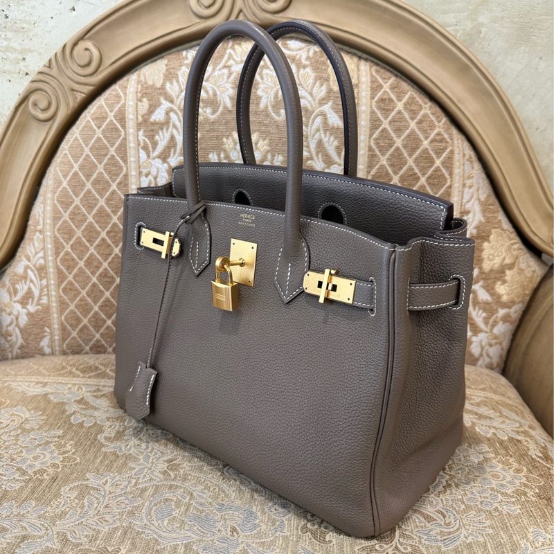 Hermes 18大象灰Togo皮金釦Birkin30 H027633CC18-3