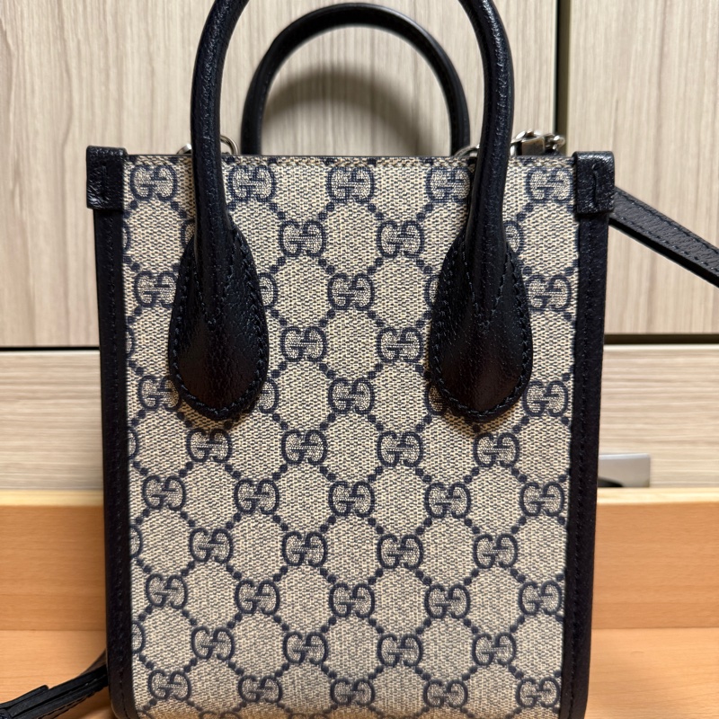 GUCCI GG Supreme tote mini 琴譜包 小托特包 海軍藍 深藍-2