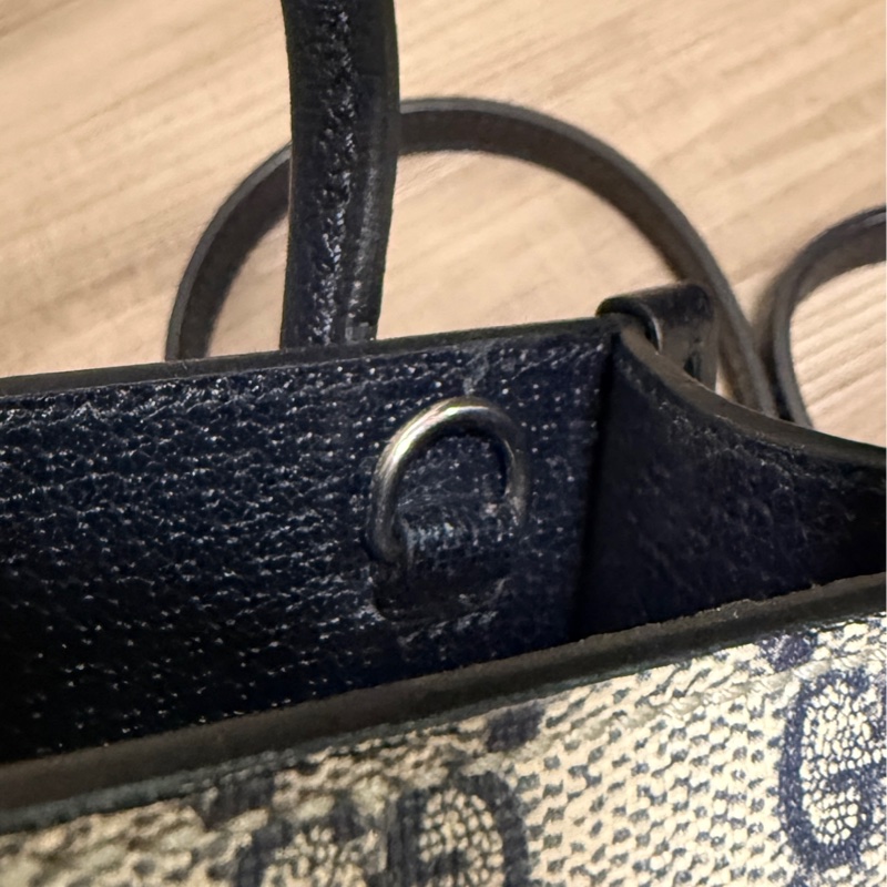 GUCCI GG Supreme tote mini 琴譜包 小托特包 海軍藍 深藍-6
