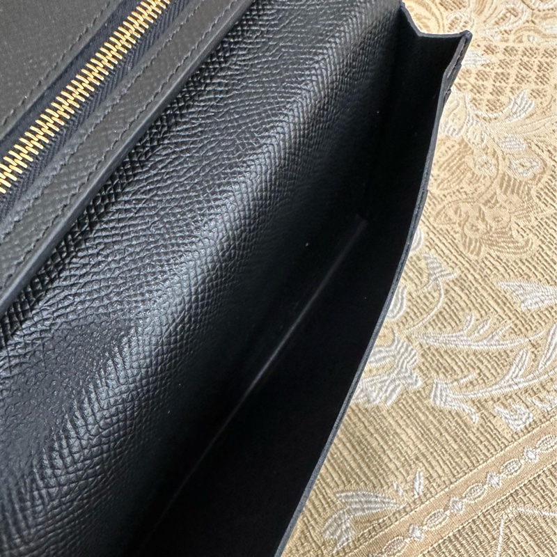Hermes 黑Epsom金釦Bearn對開5卡長夾-5