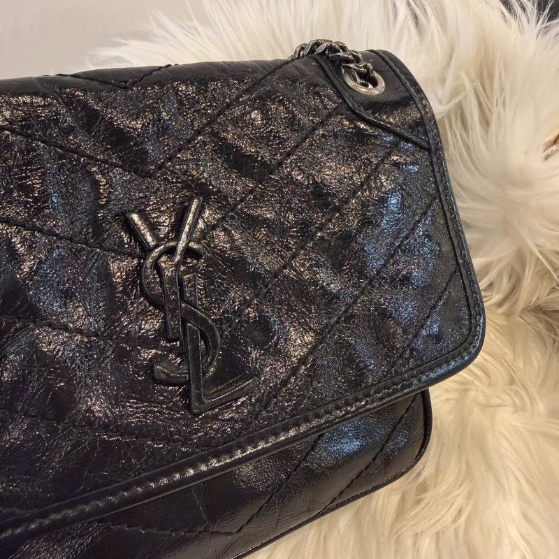 YSL niki baby 黑銀鍊包-1