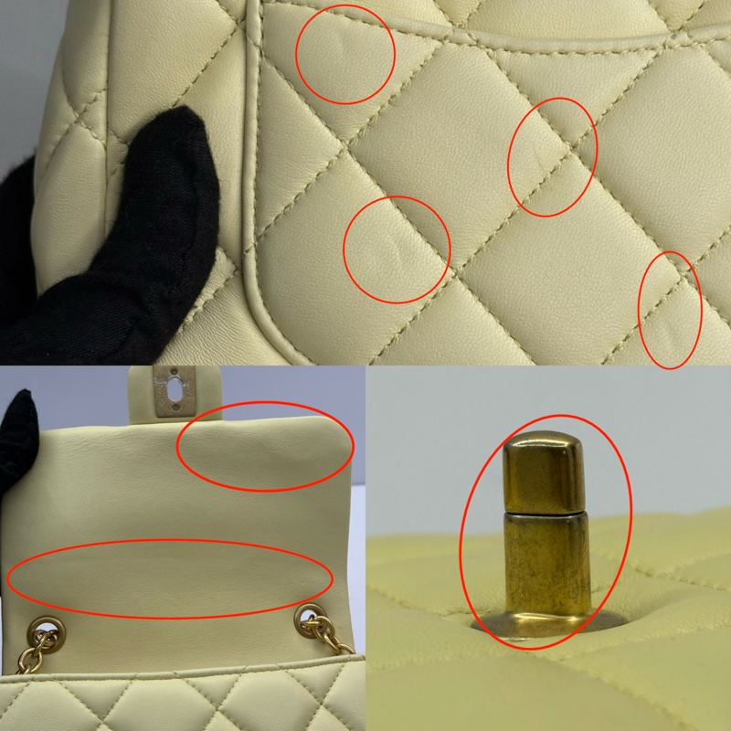 CHANEL 香奈兒 黃色羊皮迷你MATELASSE 翻蓋斜背包 17CM AS3849-8