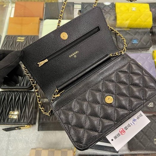 東區正精品㊣CHANEL AP0250 WOC 香奈兒黑色荔枝皮牛皮金鍊金字肩背包晚宴包斜背包 RZ6340-4