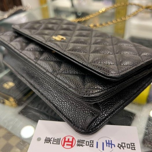 東區正精品㊣CHANEL AP0250 WOC 香奈兒黑色荔枝皮牛皮金鍊金字肩背包晚宴包斜背包 RZ6340-8