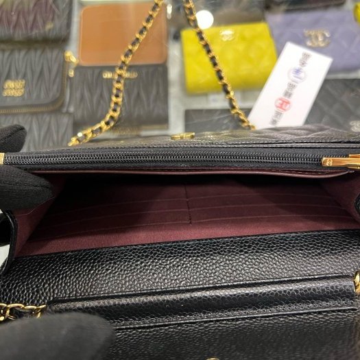 東區正精品㊣CHANEL AP0250 WOC 香奈兒黑色荔枝皮牛皮金鍊金字肩背包晚宴包斜背包 RZ6340-10