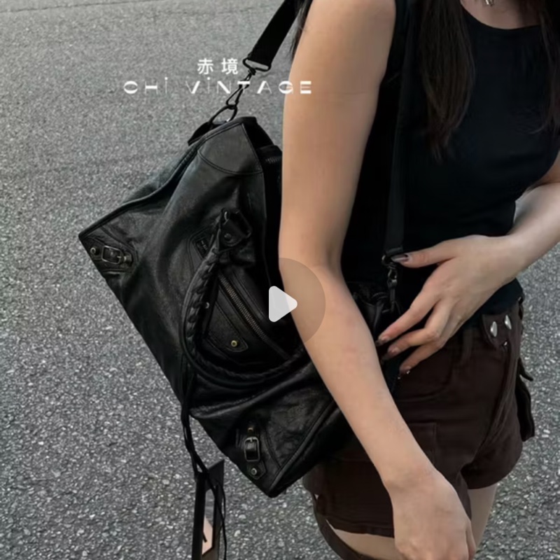 Balenciaga 巴黎世家 city Classic 黑色 機車包 手提包 斜背包 肩背包 側背包-14