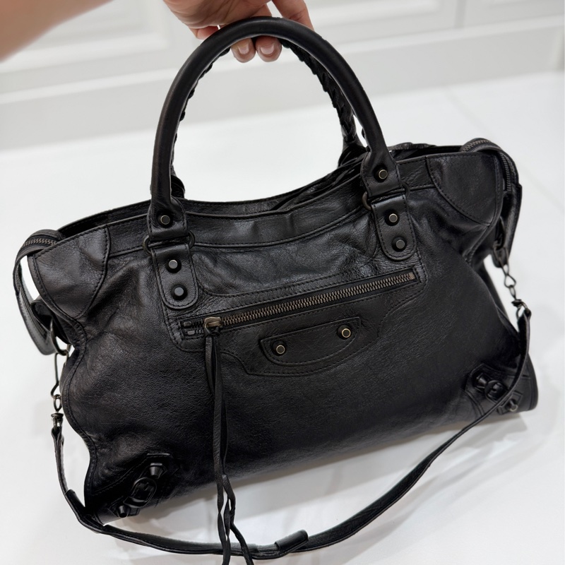 Balenciaga 巴黎世家 city Classic 黑色 機車包 手提包 斜背包 肩背包 側背包-21