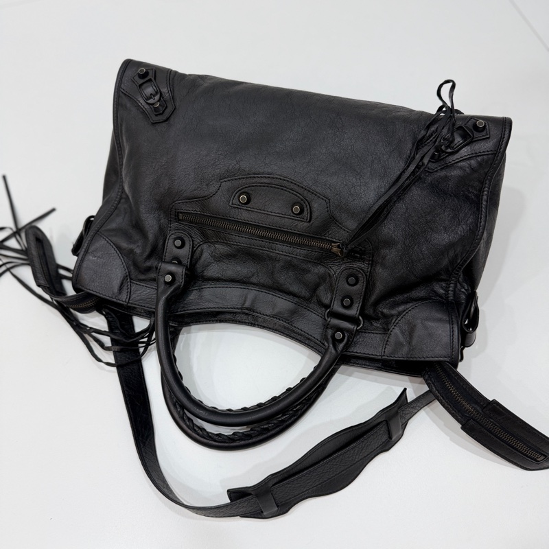 Balenciaga 巴黎世家 city Classic 黑色 機車包 手提包 斜背包 肩背包 側背包-22