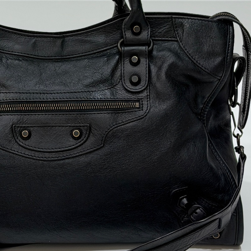 Balenciaga 巴黎世家 city Classic 黑色 機車包 手提包 斜背包 肩背包 側背包-38