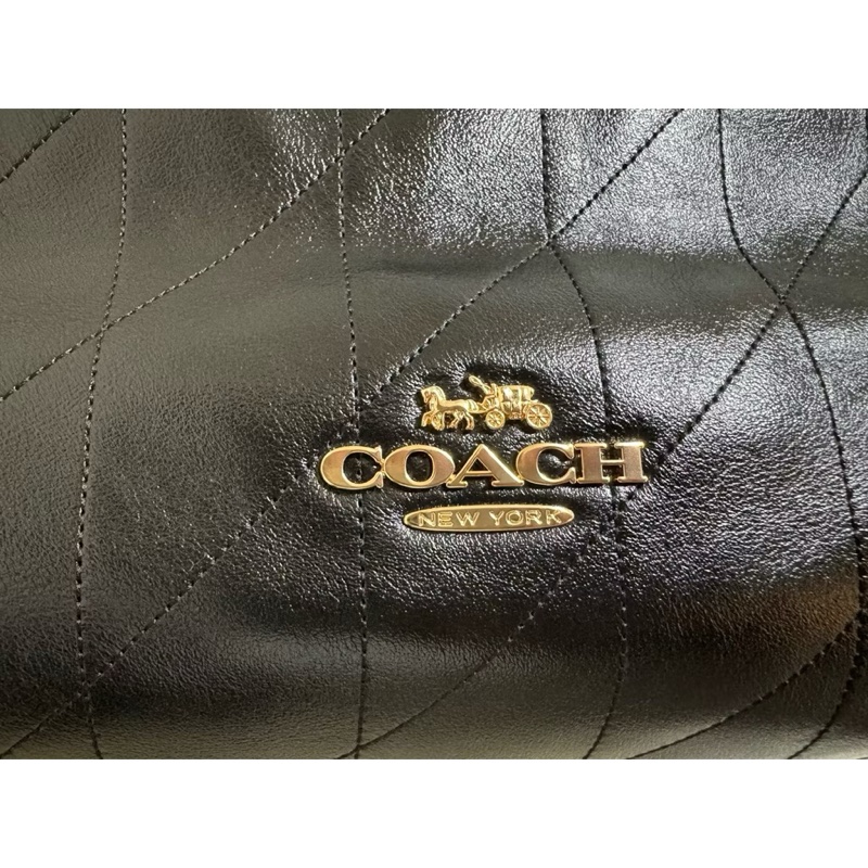 COACH EVELYN 黑色 絎縫細節大號單肩手袋 單肩包 肩背包-(CCZ81)-2