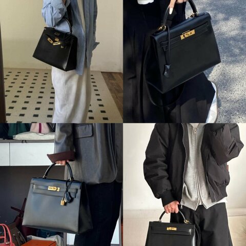 愛馬仕Hermes ◯T刻 黑金kelly32 Box皮