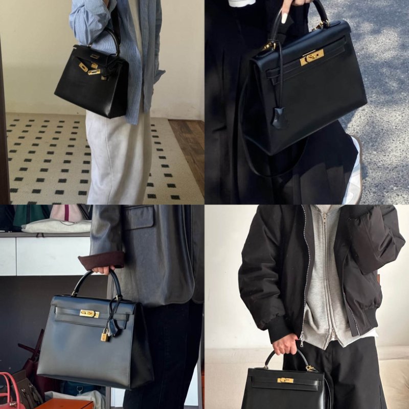 愛馬仕Hermes ◯T刻 黑金kelly32 Box皮-0