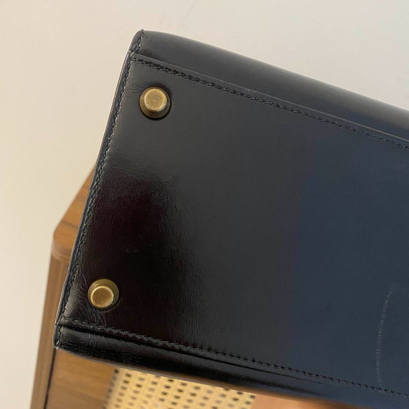 愛馬仕Hermes ◯T刻 黑金kelly32 Box皮-12