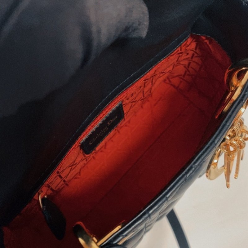 Dior 黑金lady dior三格黛妃包mini-13