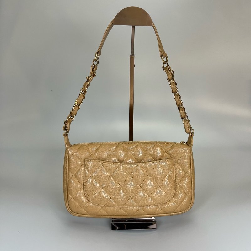 CHANEL 單肩HOBO 荔枝奶茶 A20993/ 8開-1