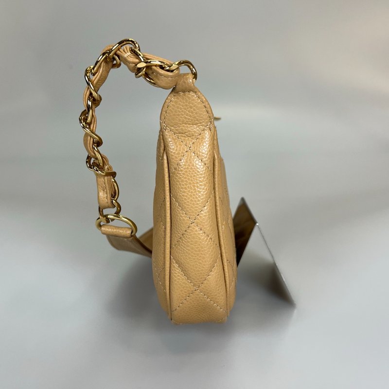 CHANEL 單肩HOBO 荔枝奶茶 A20993/ 8開-2