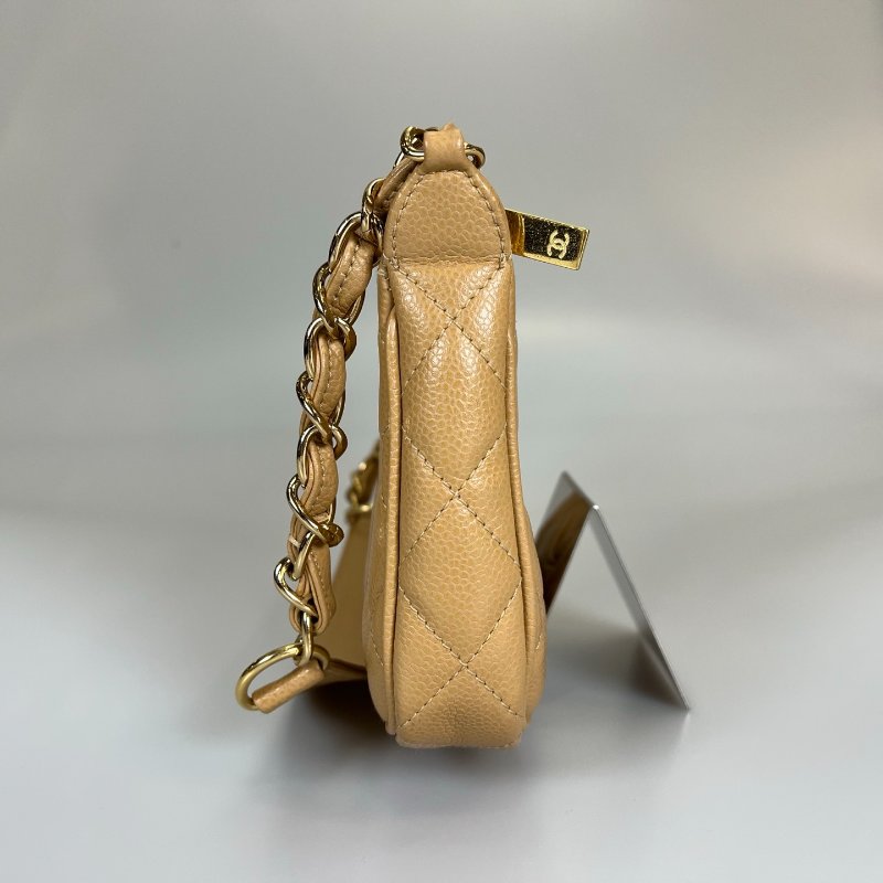 CHANEL 單肩HOBO 荔枝奶茶 A20993/ 8開-3