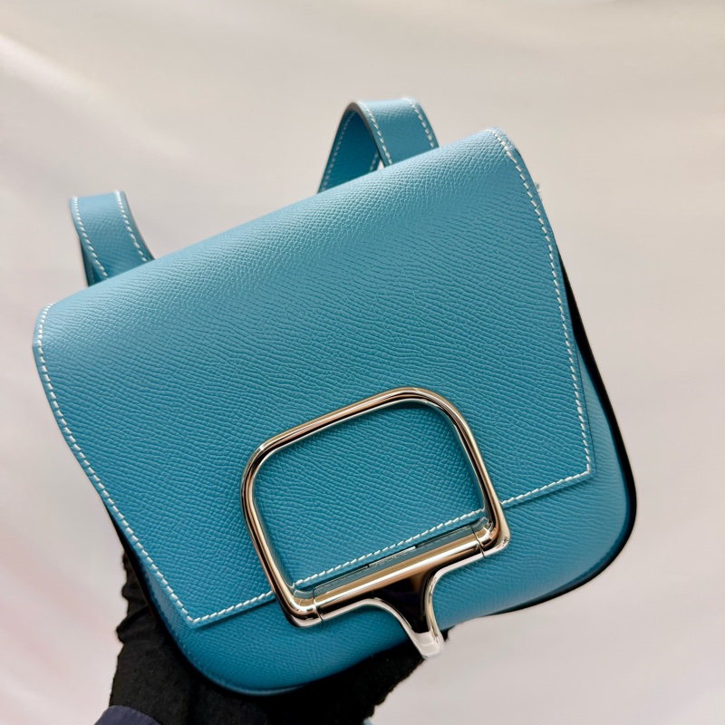 愛馬仕 HERMES  Della Cavalleria 18 Mini 馬銜扣斜背包 Epsom 牛皮 藍色（B刻）-0