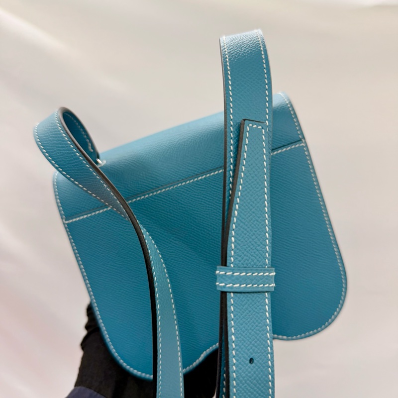 愛馬仕 HERMES  Della Cavalleria 18 Mini 馬銜扣斜背包 Epsom 牛皮 藍色（B刻）-1