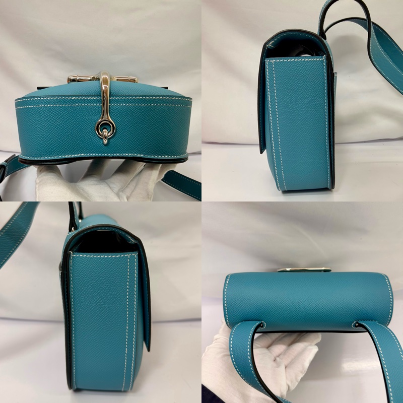 愛馬仕 HERMES  Della Cavalleria 18 Mini 馬銜扣斜背包 Epsom 牛皮 藍色（B刻）-3