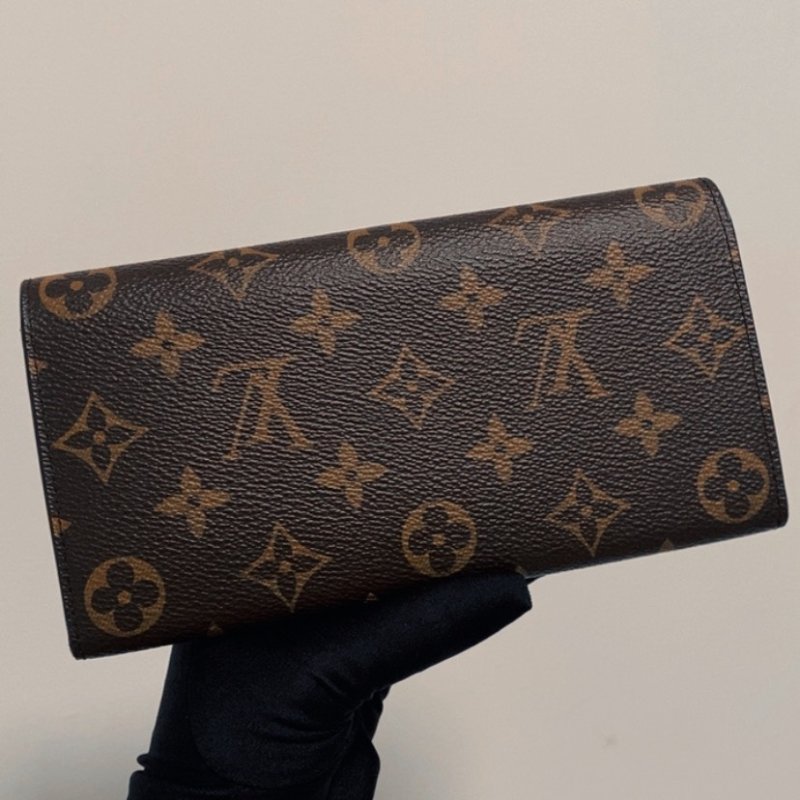 LV 原花EMILIE內拼粉長夾-2