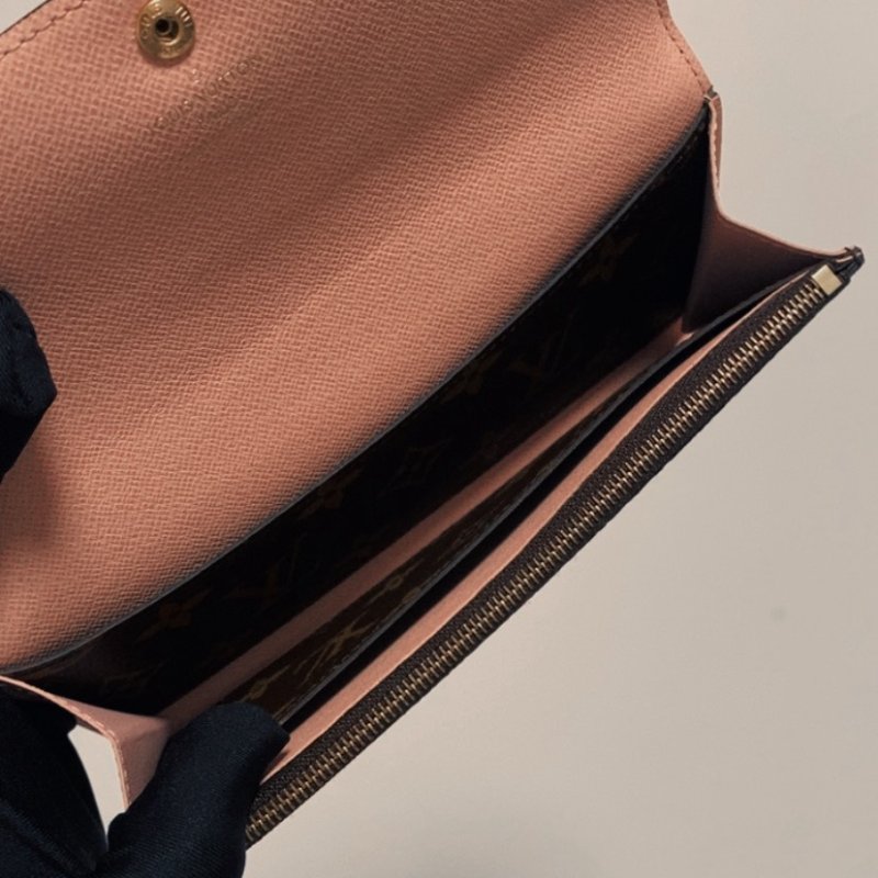 LV 原花EMILIE內拼粉長夾-6