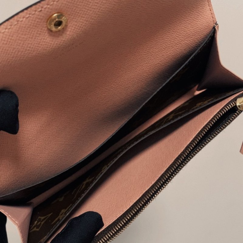 LV 原花EMILIE內拼粉長夾-8