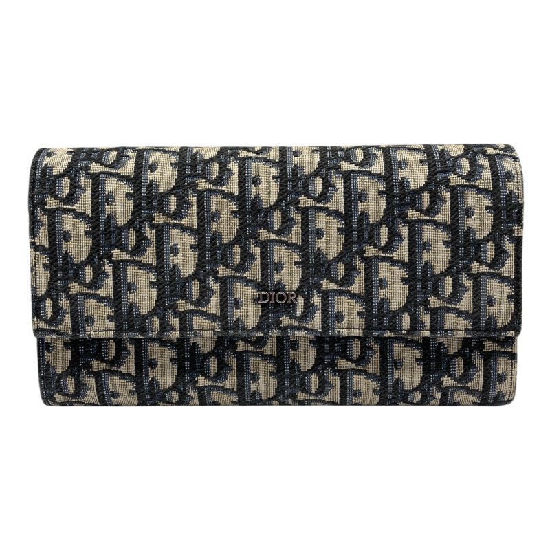 DIOR QBLIQUE 編織緹花 長夾 藍色-0