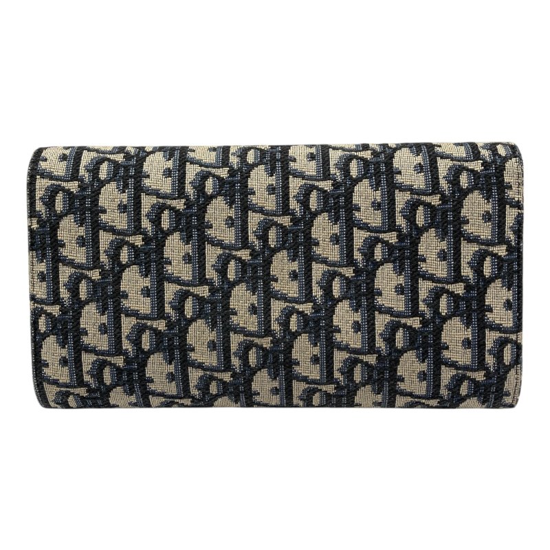 DIOR QBLIQUE 編織緹花 長夾 藍色-1