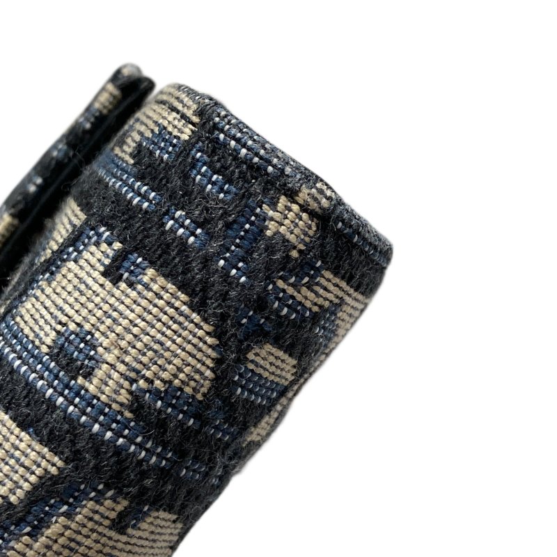 DIOR QBLIQUE 編織緹花 長夾 藍色-6