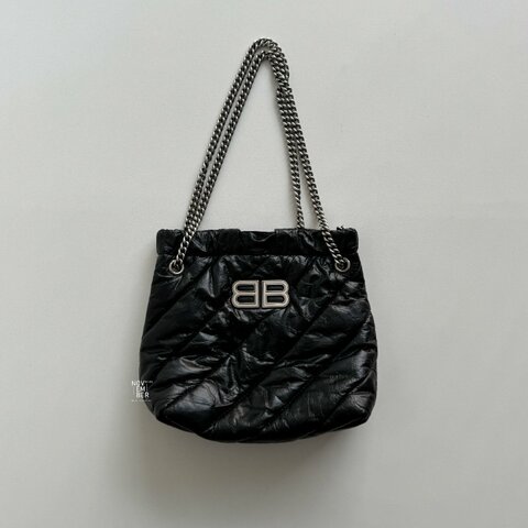 99新🆕 Balenciaga 巴黎世家 Crush BB Tote 垃圾袋 黑色銀釦
