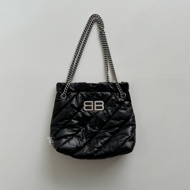 99新🆕 Balenciaga 巴黎世家 Crush BB Tote 垃圾袋 黑色銀釦-0