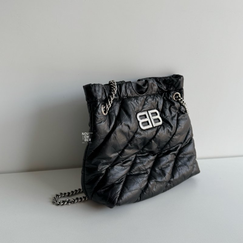 99新🆕 Balenciaga 巴黎世家 Crush BB Tote 垃圾袋 黑色銀釦-1