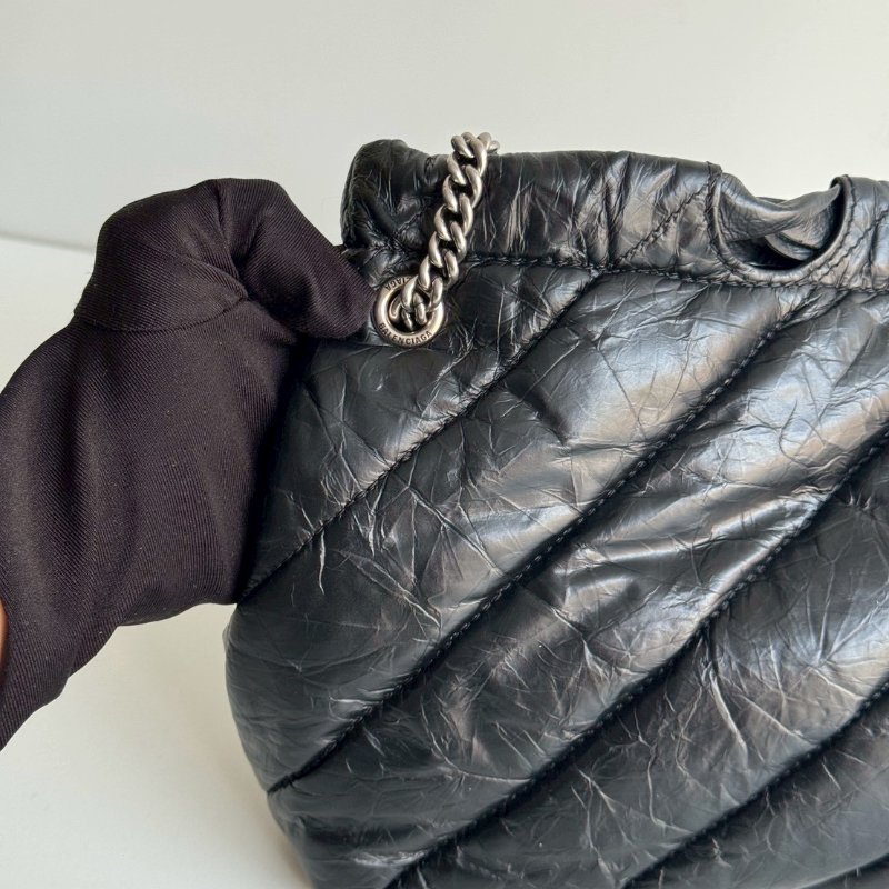 99新🆕 Balenciaga 巴黎世家 Crush BB Tote 垃圾袋 黑色銀釦-10