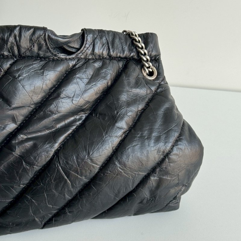 99新🆕 Balenciaga 巴黎世家 Crush BB Tote 垃圾袋 黑色銀釦-11