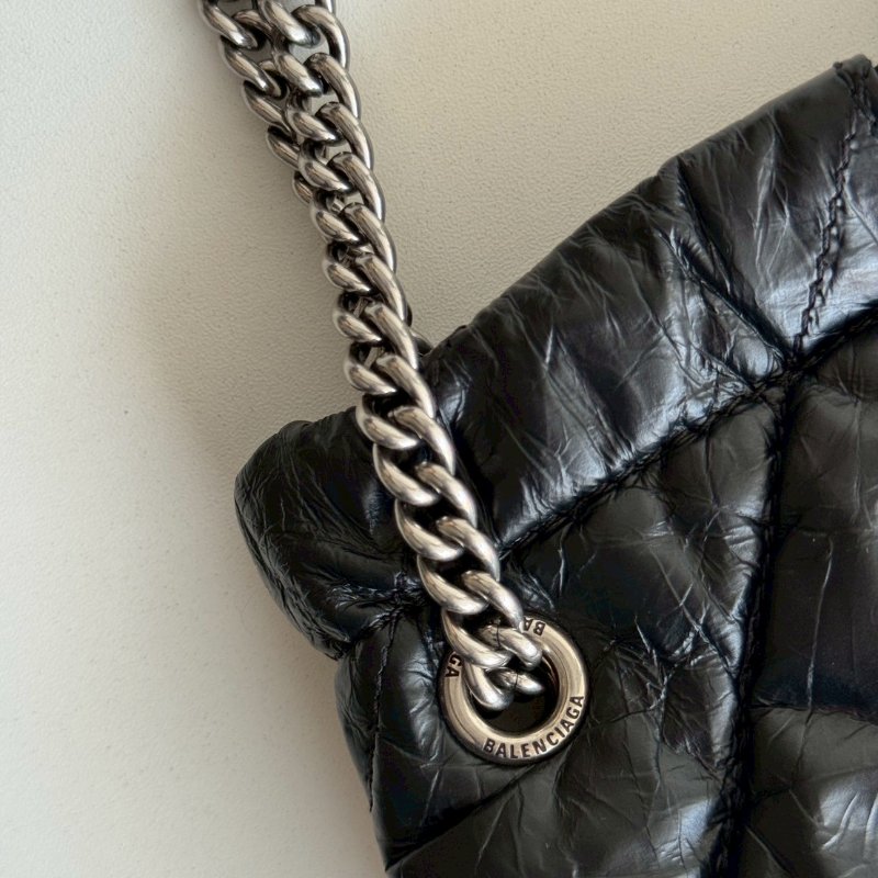 99新🆕 Balenciaga 巴黎世家 Crush BB Tote 垃圾袋 黑色銀釦-13