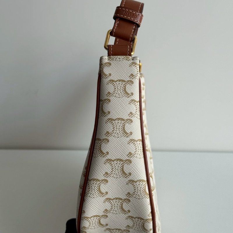 99新🆕 Celine 瑟琳 AVA 老花半月包 白色🤍-14