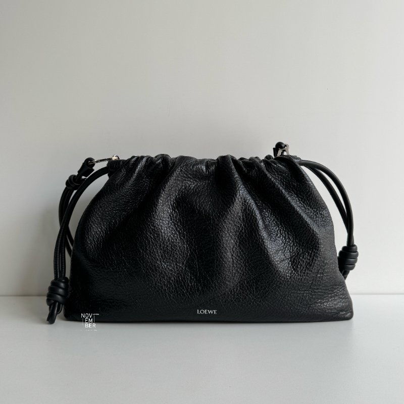99新🆕 LOEWE 羅意威 Flamenco Purse 黑色銀釦-0