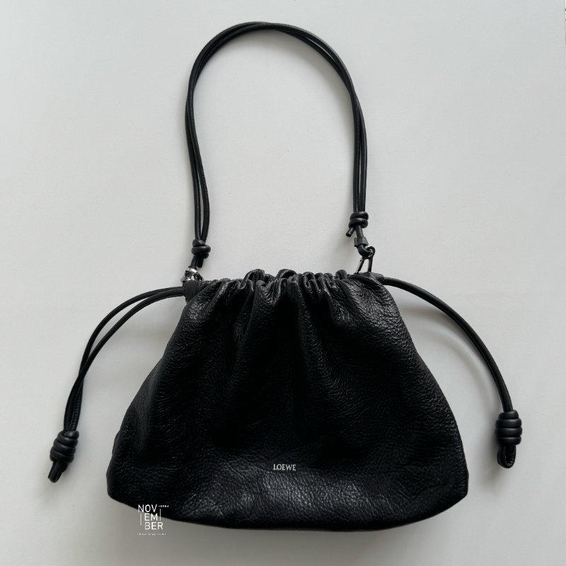 99新🆕 LOEWE 羅意威 Flamenco Purse 黑色銀釦-1