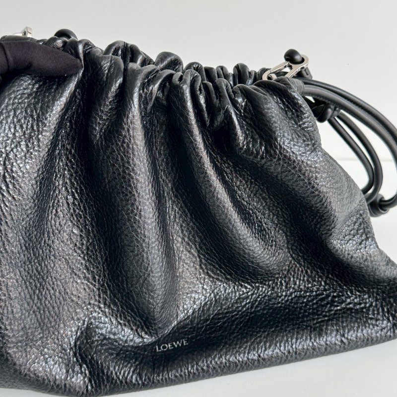 99新🆕 LOEWE 羅意威 Flamenco Purse 黑色銀釦-11