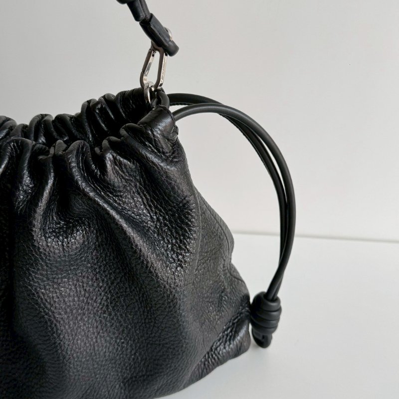 99新🆕 LOEWE 羅意威 Flamenco Purse 黑色銀釦-12