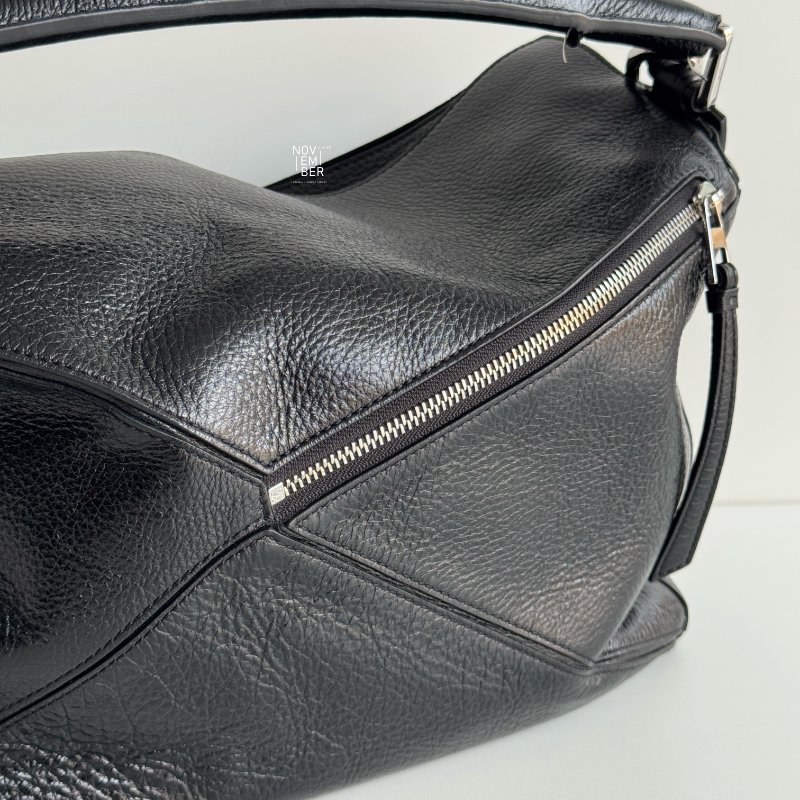 99新🆕 全配有購證✨ LOEWE 羅意威 Puzzle Medium 黑色銀釦-2