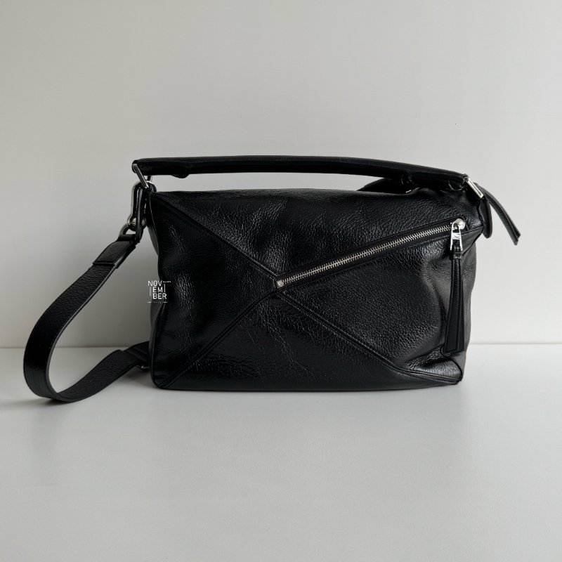 99新🆕 全配有購證✨ LOEWE 羅意威 Puzzle Medium 黑色銀釦-5